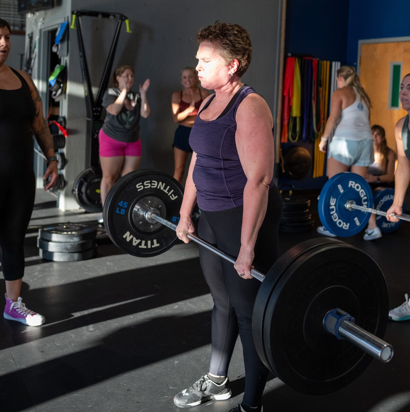 CrossFit Reckoning member deadlifting during class